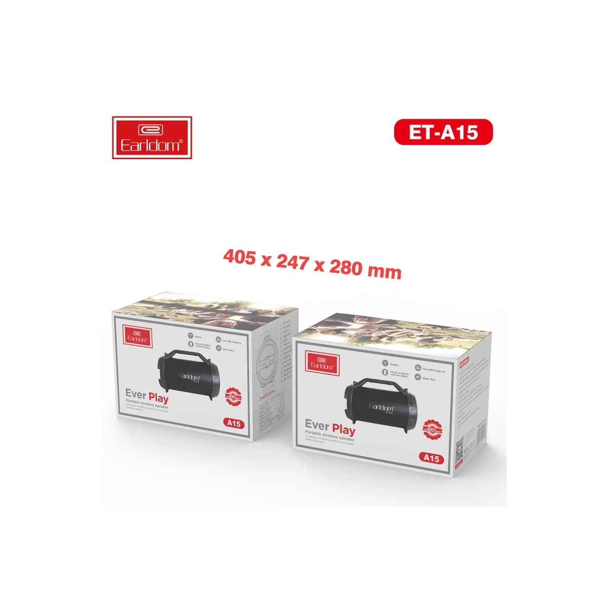 Earldom A15 Radyolu 15W Bluetooth Kablosuz Hoparlör - Siyah