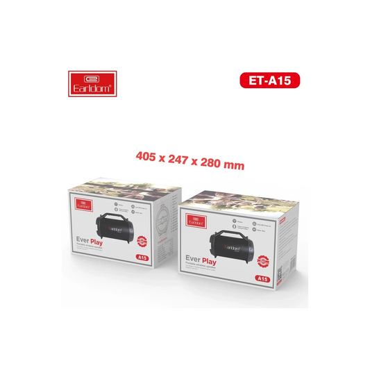 Earldom A15 Radyolu 15W Bluetooth Kablosuz Hoparlör - Siyah