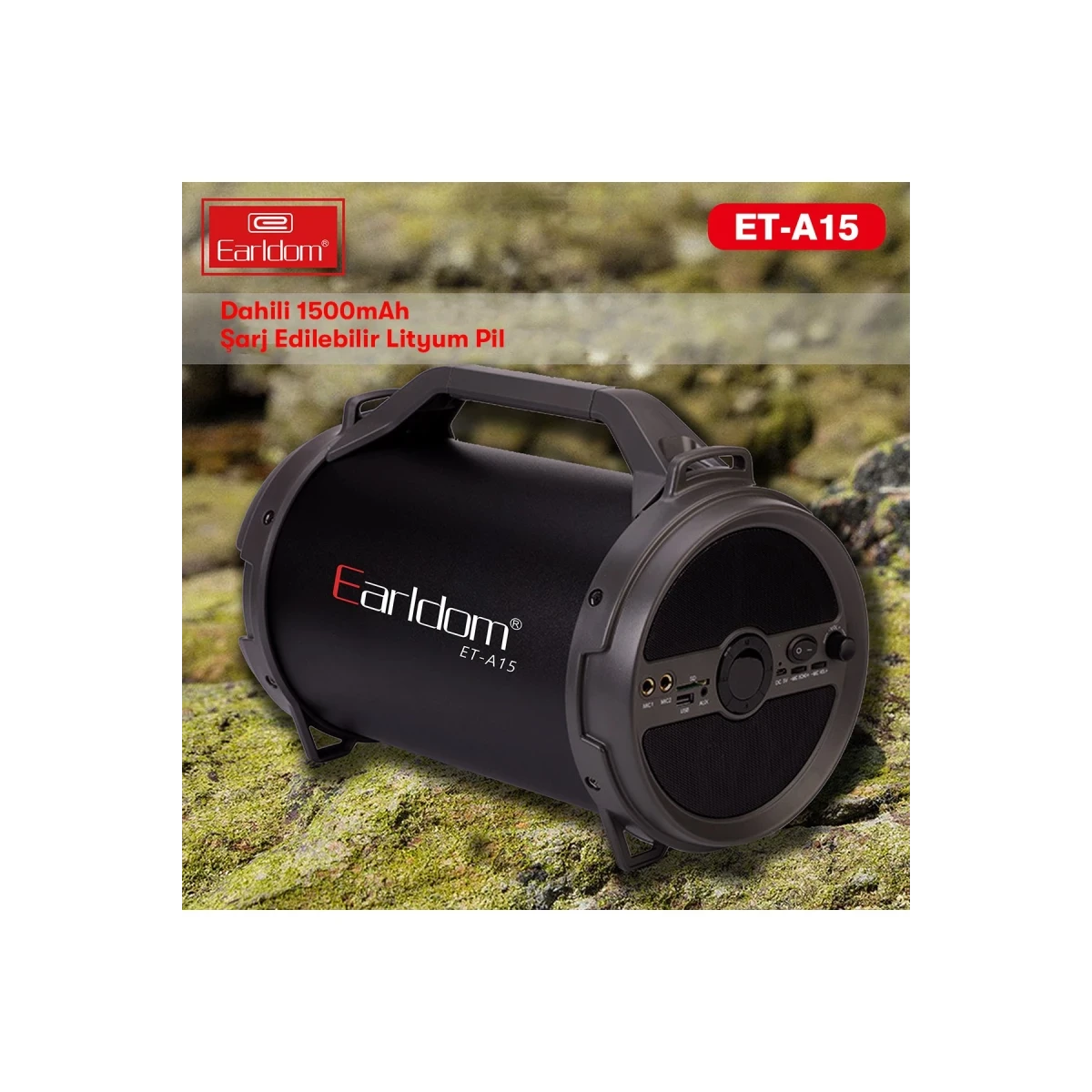 Earldom A15 Radyolu 15W Bluetooth Kablosuz Hoparlör - Siyah