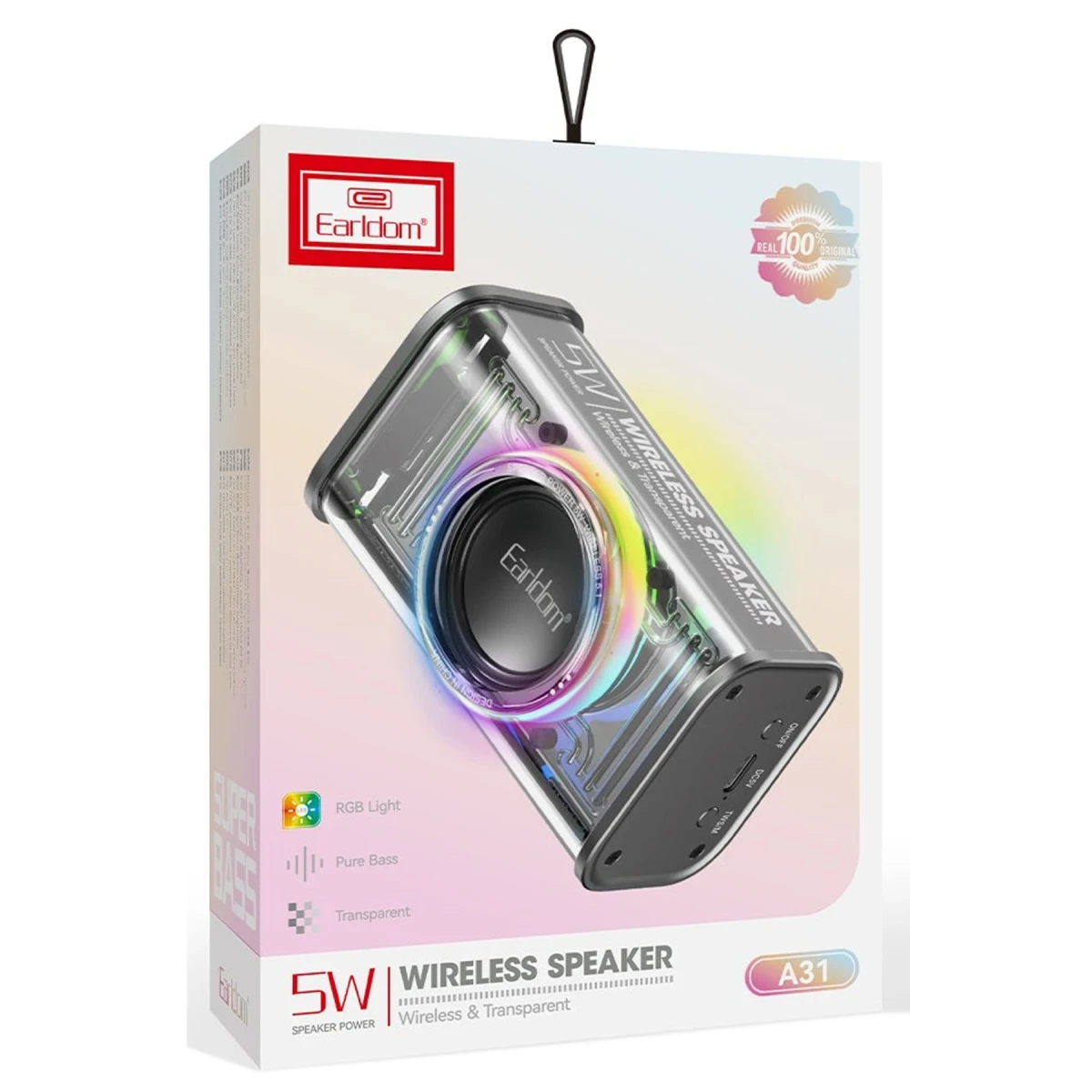 Earldom A31 RGB Işıklı Bluetooth 5.1 5W Kablosuz Hoparlör - Beyaz
