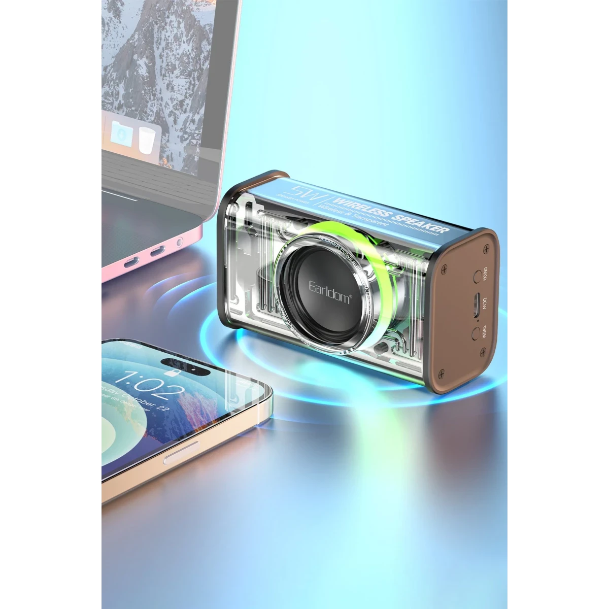 Earldom A31 RGB Işıklı Bluetooth 5.1 5W Kablosuz Hoparlör - Beyaz