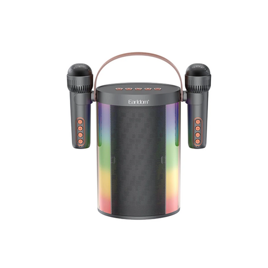 Earldom A32 10W RGB Işıklı 2 Adet Karaoke Mikrofonlu Bluetooth Kablosuz Hoparlör - Siyah