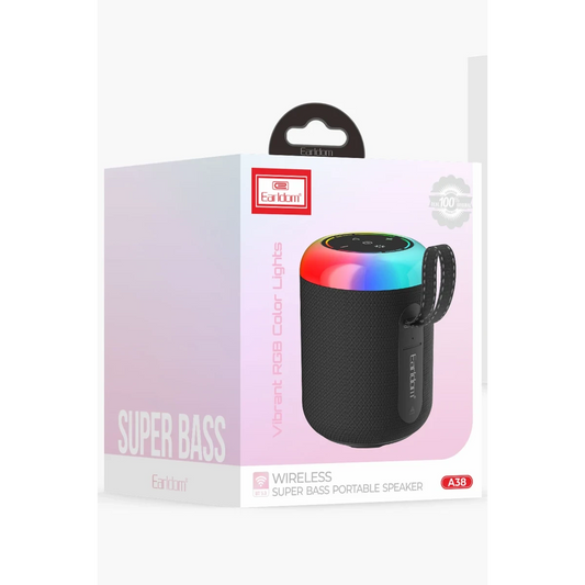 Earldom A38 6.5W RGB Işıklı Süper Bass BT 5.3 Kablosuz Hoparlör - Siyah