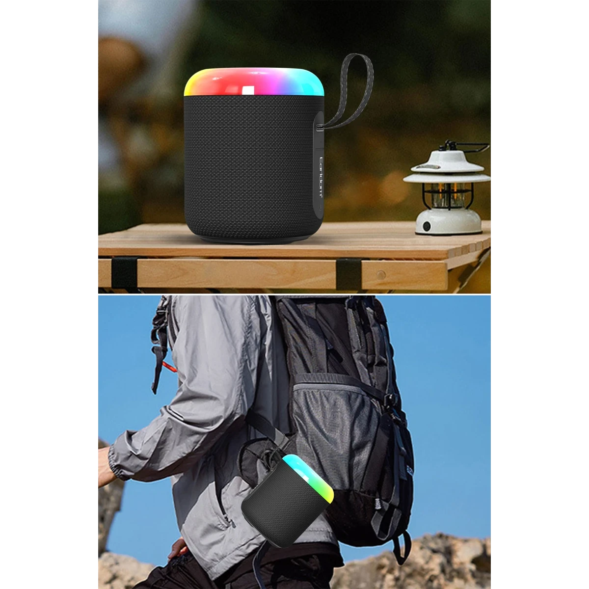 Earldom A38 6.5W RGB Işıklı Süper Bass BT 5.3 Kablosuz Hoparlör - Siyah