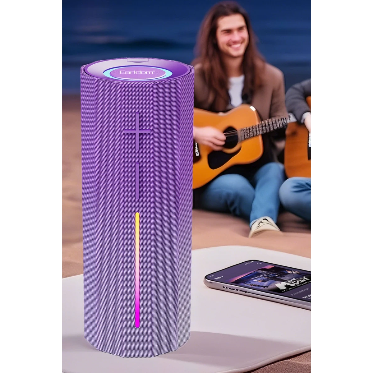 Earldom A39 5W RGB Işıklı Süper Bass BT 5.3 Kablosuz Hoparlör - Mor