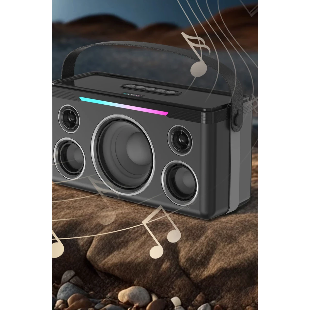 Earldom A40 20W Led Işıklı Karaoke Mikrofonlu Bluetooth Kablosuz Hoparlör - Siyah