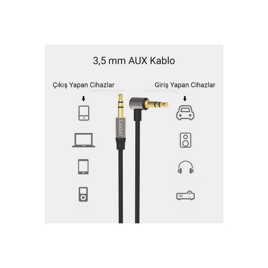 Earldom AUX46 Tak Çalıştır 1M 3.5mm Aux Kablo - Siyah