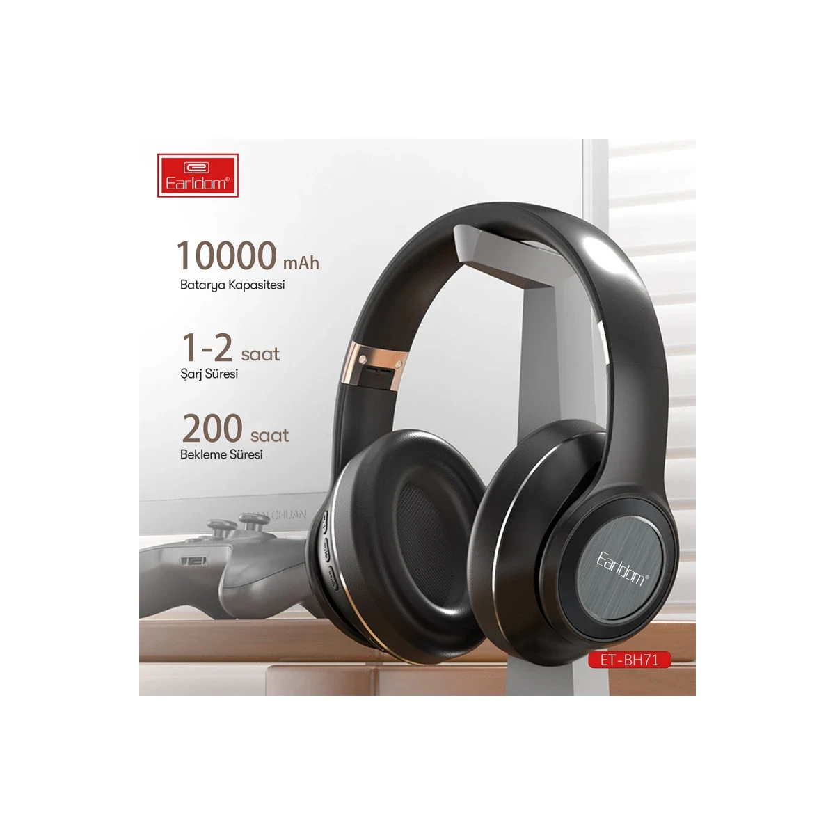 Earldom BH71 Kafaüstü Bluetooth Kulaklık - Siyah