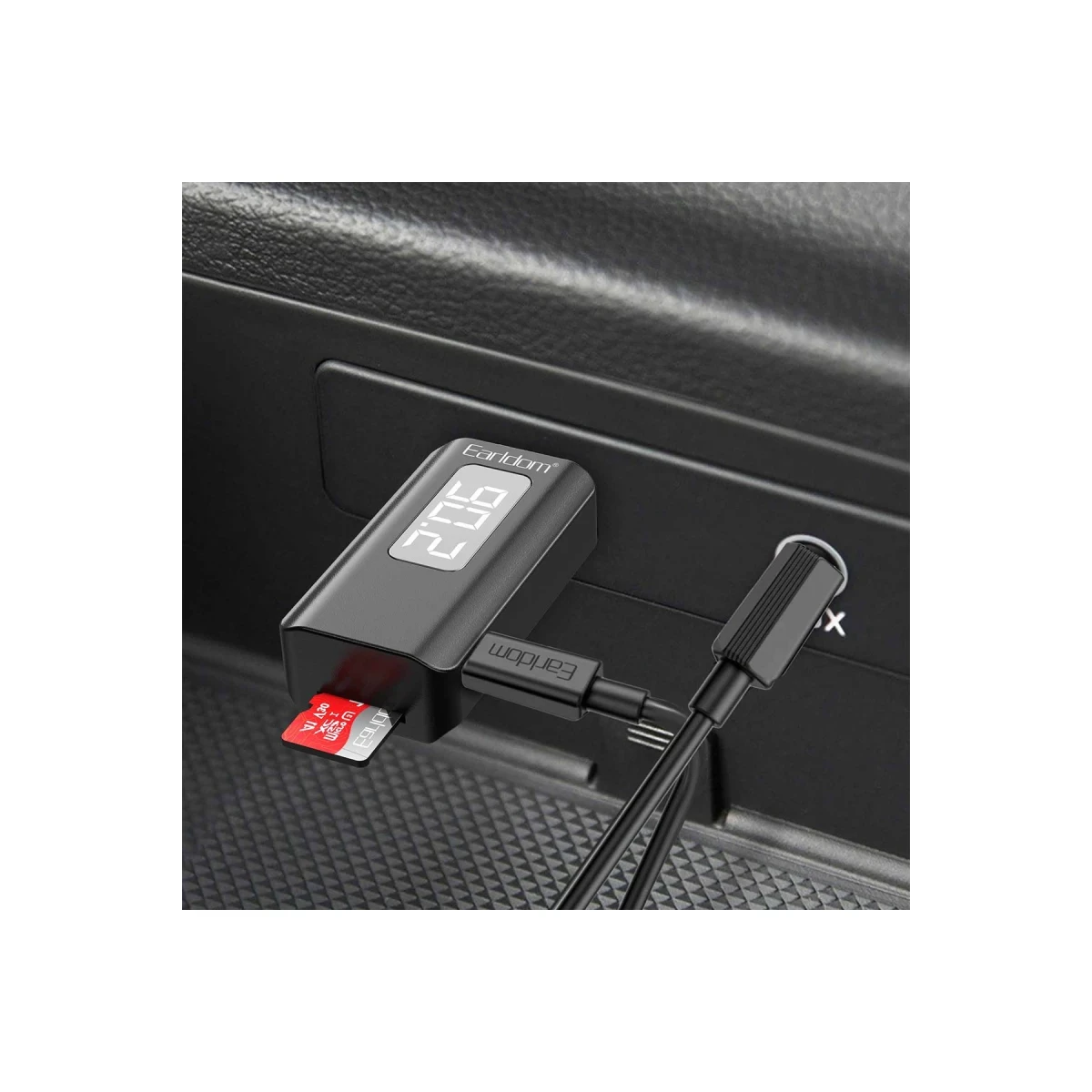 Earldom BR17 BT 5.3 SD Kart ve Aux Çıkışlı Arama Destekli Dijital Ekranlı 2in1 USB FM Transmitter - Siyah