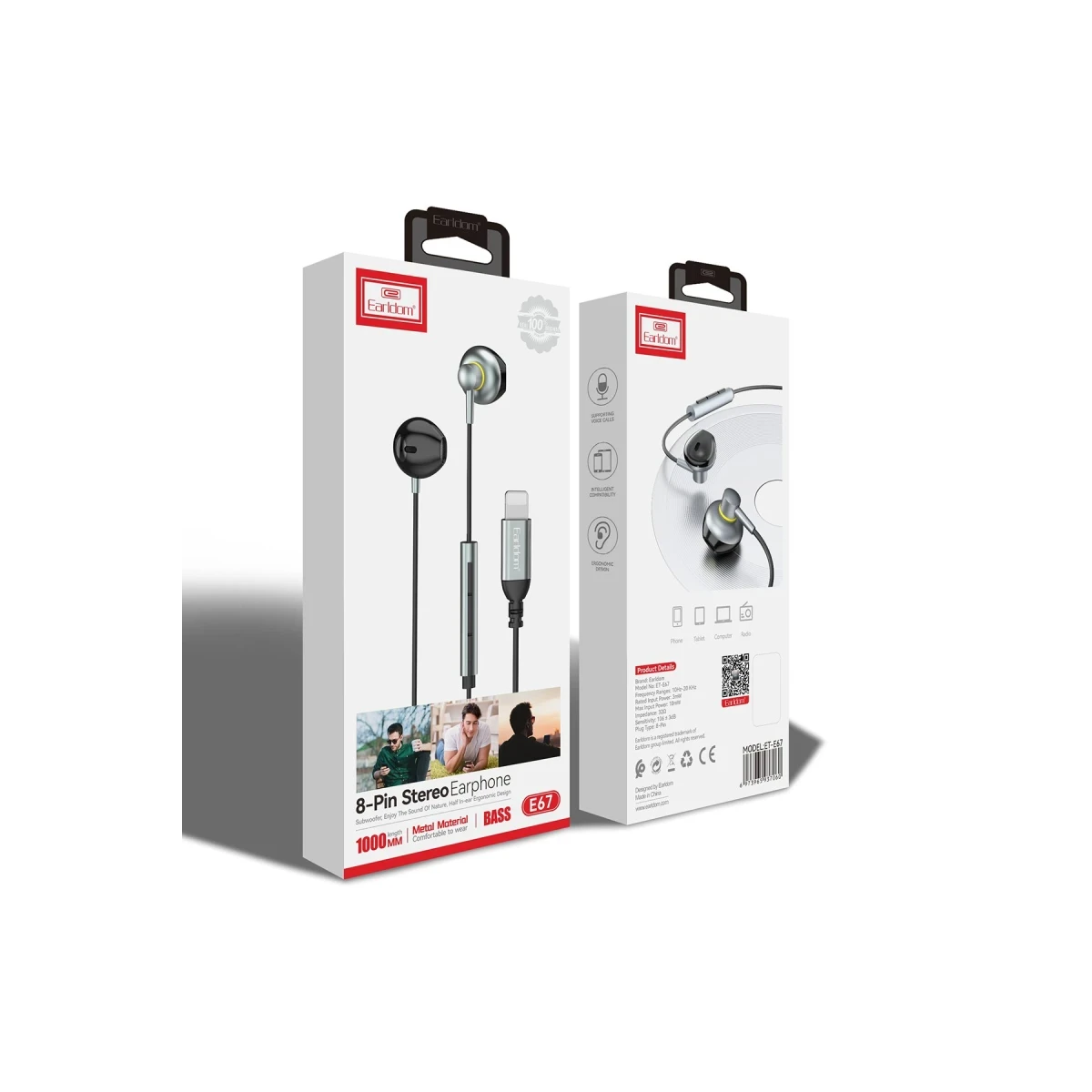 Earldom E67 Lightning Kablolu Kulaklık - Gümüş