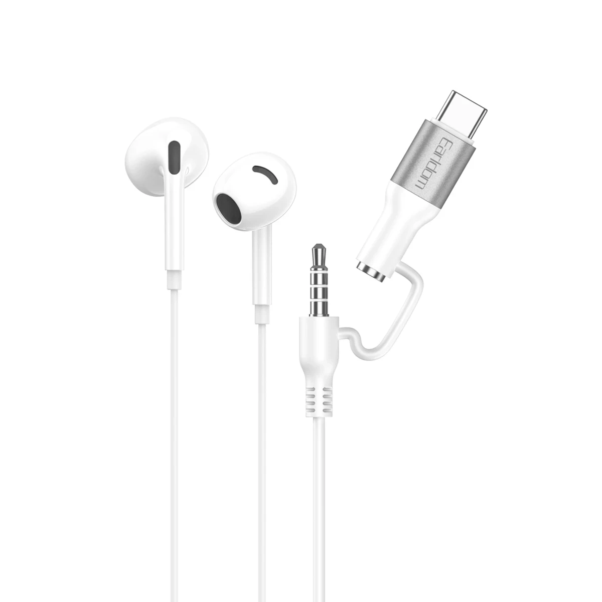 Earldom E76 Type-C ve 3.5mm Kablolu Kulaklık - Beyaz