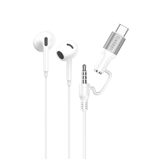 Earldom E76 Type-C ve 3.5mm Kablolu Kulaklık - Beyaz