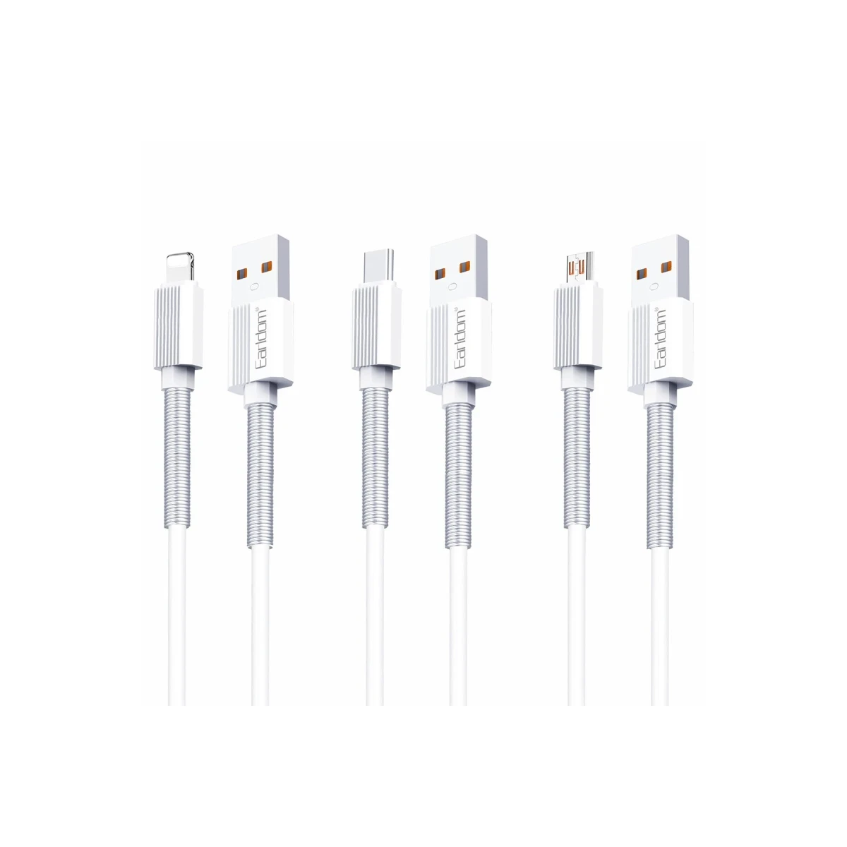 Earldom EC-137L 1M 3A Kırılmaya Dayanıklı Lightning Hızlı Şarj Kablosu - Beyaz