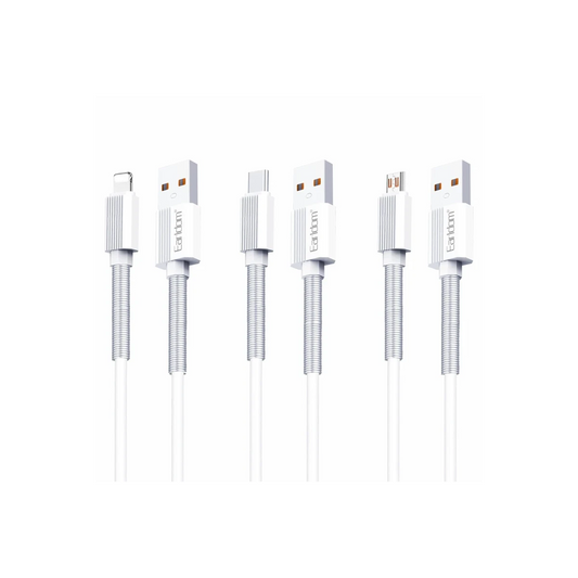 Earldom EC-137L 1M 3A Kırılmaya Dayanıklı Lightning Hızlı Şarj Kablosu - Beyaz