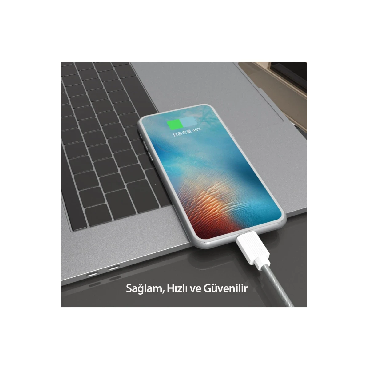 Earldom EC-137L 1M 3A Kırılmaya Dayanıklı Lightning Hızlı Şarj Kablosu - Beyaz