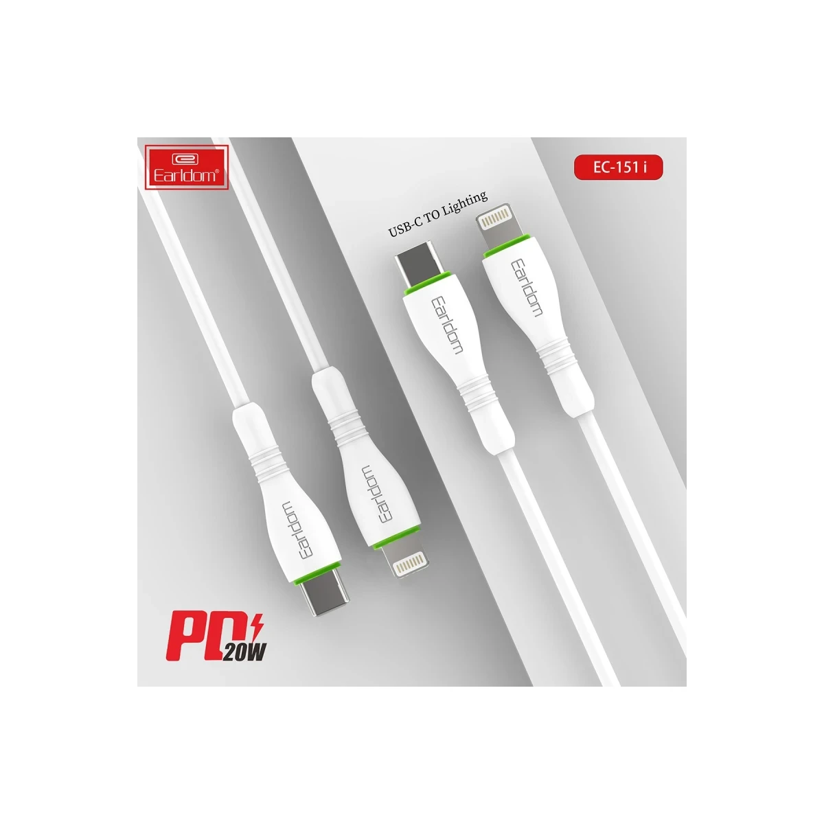 Earldom EC-151i PD 20W Type-C to Lightning 1M Hızlı Şarj Kablosu - Beyaz