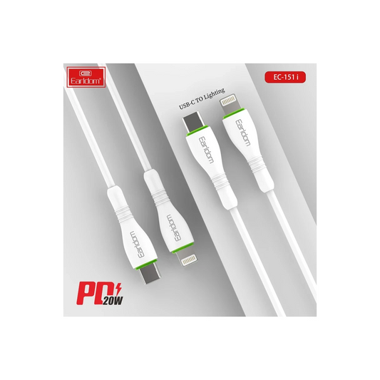 Earldom EC-151i PD 20W Type-C to Lightning 1M Hızlı Şarj Kablosu - Beyaz