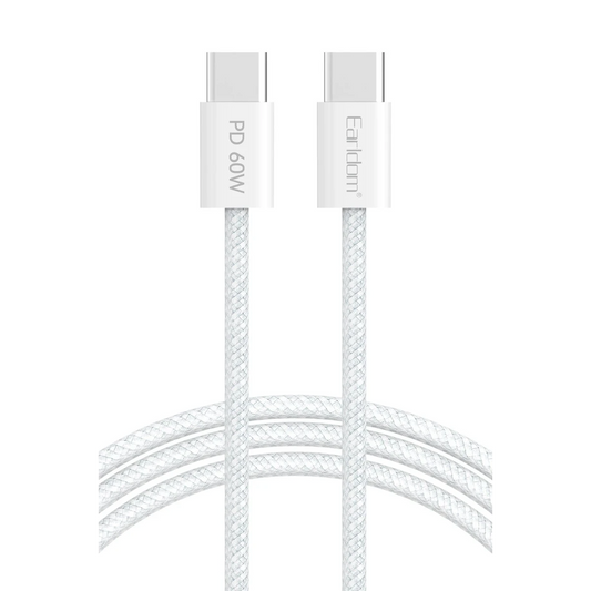 Earldom EC-190CC 1M 60W Type-C to Type-C PD Hızlı Şarj Kablosu - Beyaz