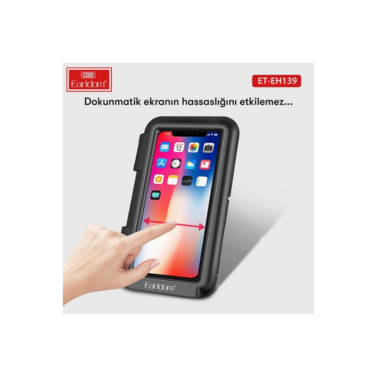 Earldom EH139 Motosiklet İçin Su Geçirmez Ayarlanabilir Telefon Tutucu - Siyah
