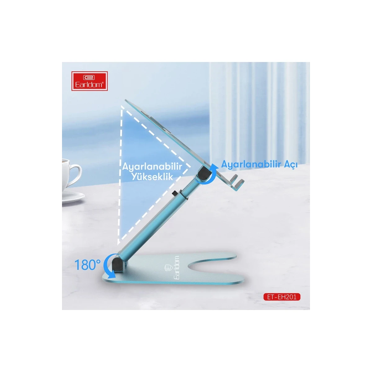 Earldom EH201 Ayarlanabilir Metal Laptop ve Tablet Standı - Gümüş