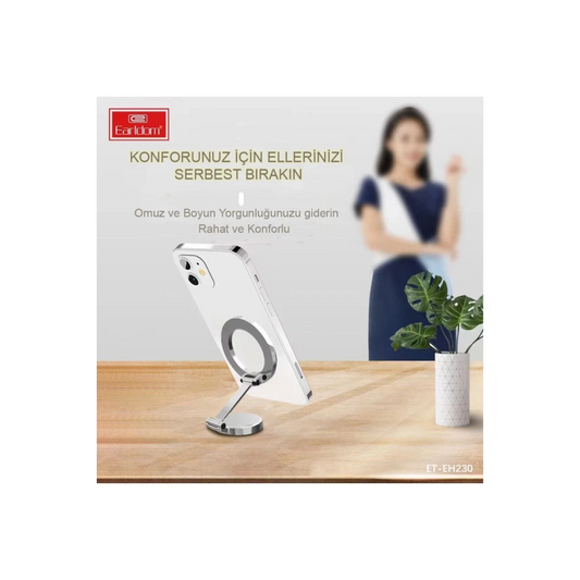 Earldom EH230 360 Derece Ayarlanabilen Yapışkanlı Manyetik Magsafe Araç Tutucu - Siyah