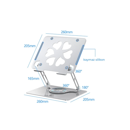 Earldom EH238 360 Derece Ayarlanabilir Metal Laptop Standı - Gümüş