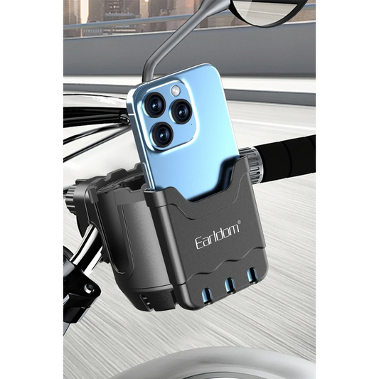 Earldom EH293 Motosiklet İçin Ayarlanabilir 2in1 Telefon ve Şişe Tutucu - Siyah
