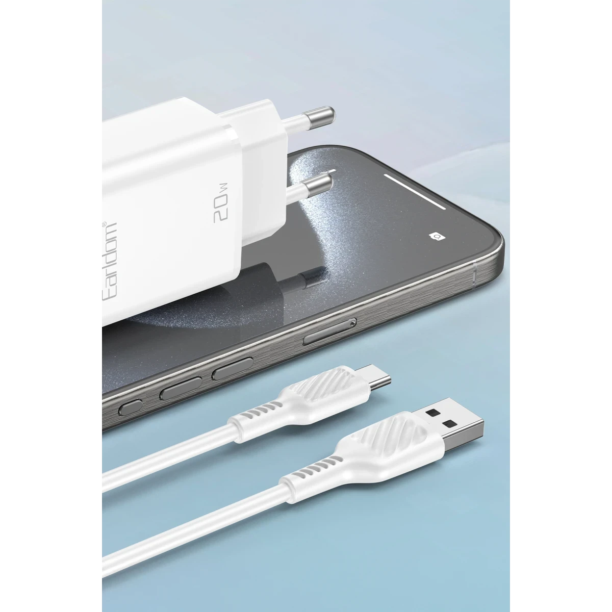 Earldom EU50 20W Type-C ve 20W Lightning Çıkışlı PD Hızlı Şarj Aleti - Beyaz