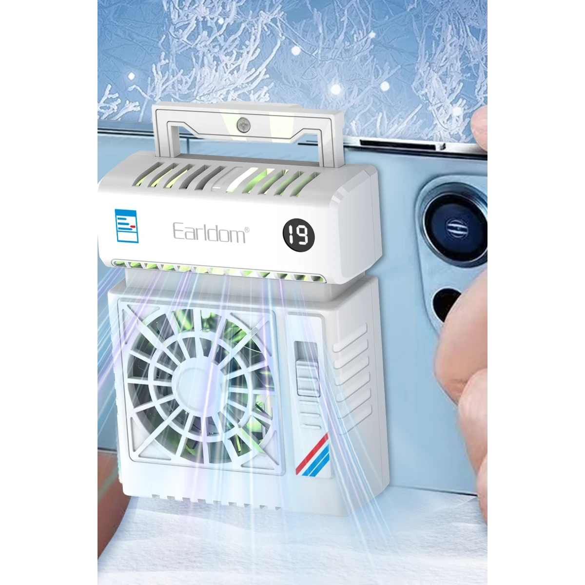 Earldom F23 Dijital Göstergeli RGB Radyatör Telefon Soğutucu Fan - Beyaz