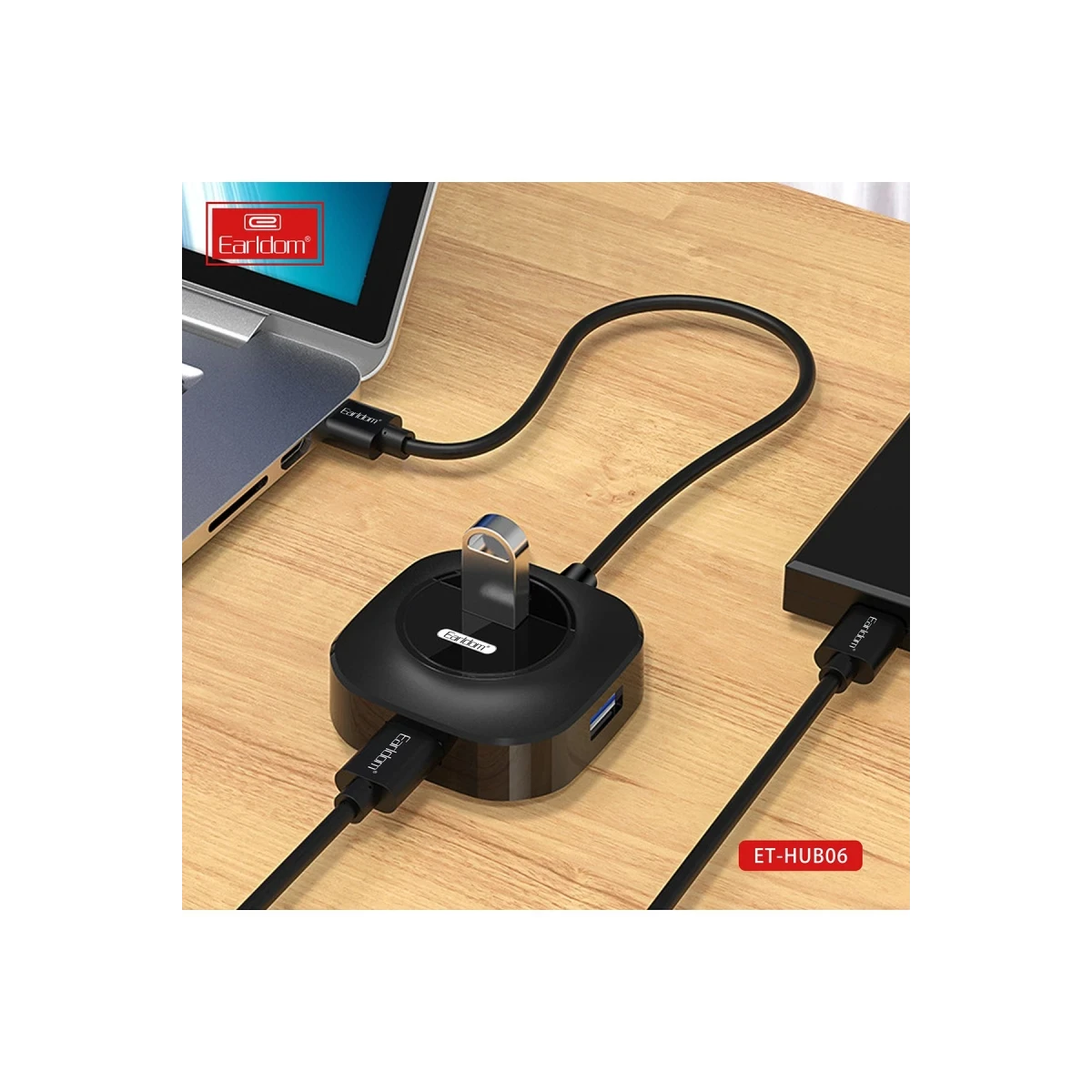 Earldom HUB06 Tak Çalıştır 4 Adet Usb 2.0 Çıkışlı Usb Çoklayıcı - Siyah