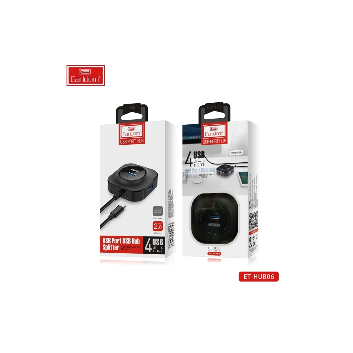 Earldom HUB06 Tak Çalıştır 4 Adet Usb 2.0 Çıkışlı Usb Çoklayıcı - Siyah