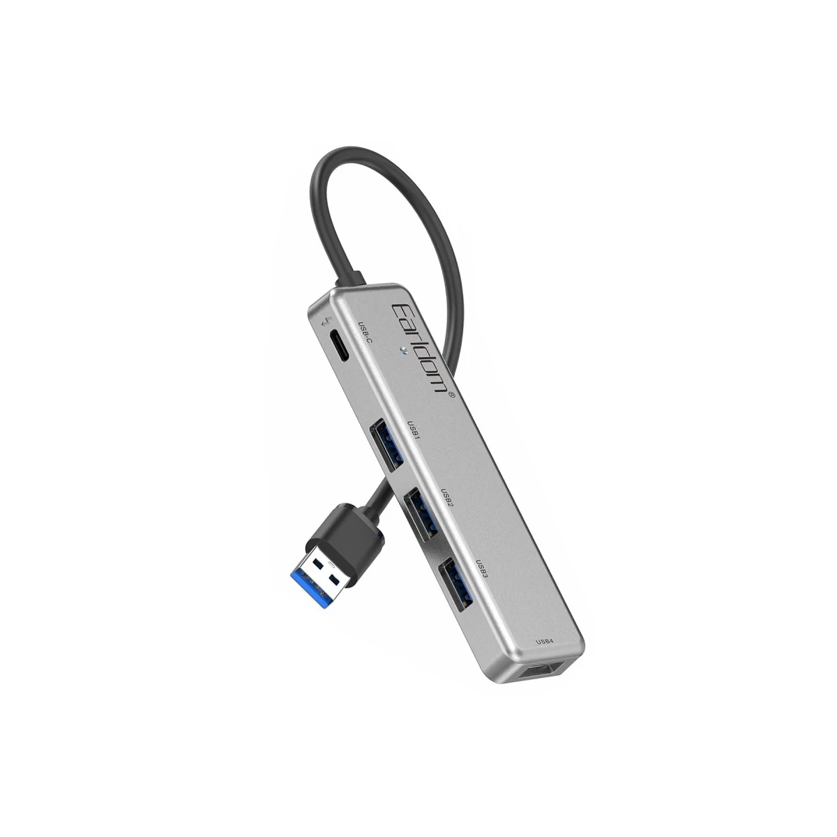 Earldom HUB12 Tak Çalıştır 40cm 4 Adet Usb 2.0 ve 1 Adet Type-C Çıkışlı Usb Çoklayıcı - Gri