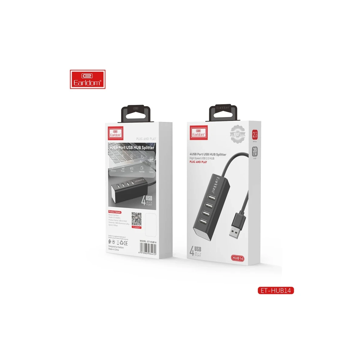 Earldom HUB14 Tak Çalıştır 4lü Usb Çoklayıcı - Siyah