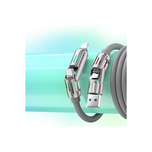 Earldom IC02 4in1 240W Type-C to Type-C Ekstra 2.4A USB to Lightning ve 30W Type-C to Lightninge Dönüşme Özellikli PD Hızlı Şarj Kablosu - Gri