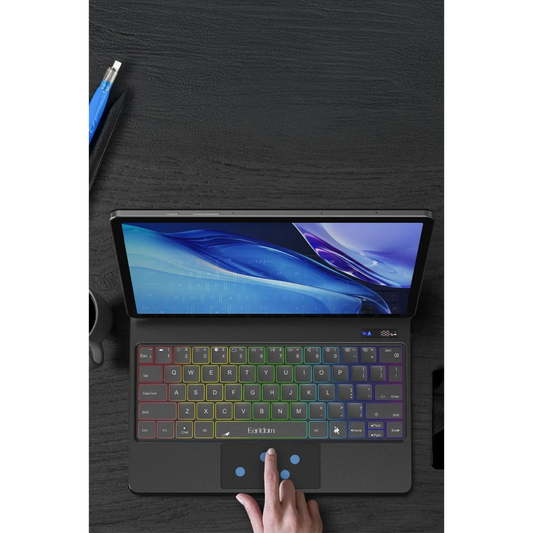 Earldom KB12 Galaxy X610 Tab S9 FE Plus 12.4 Kablosuz Klavyeli Tablet Kılıfı - Siyah