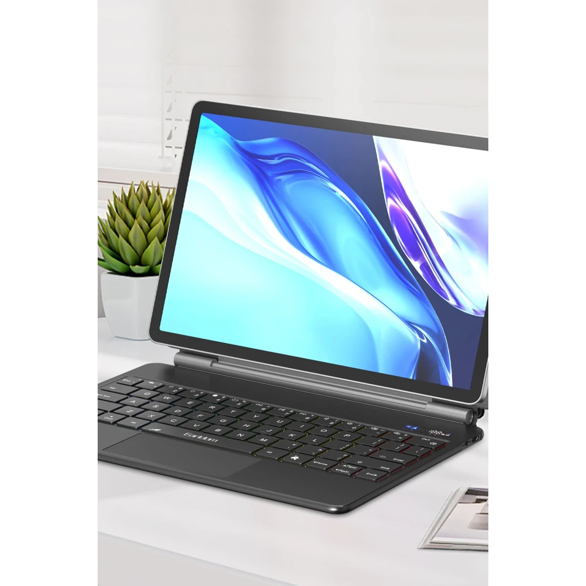 Earldom KB12 Galaxy X610 Tab S9 FE Plus 12.4 Kablosuz Klavyeli Tablet Kılıfı - Siyah