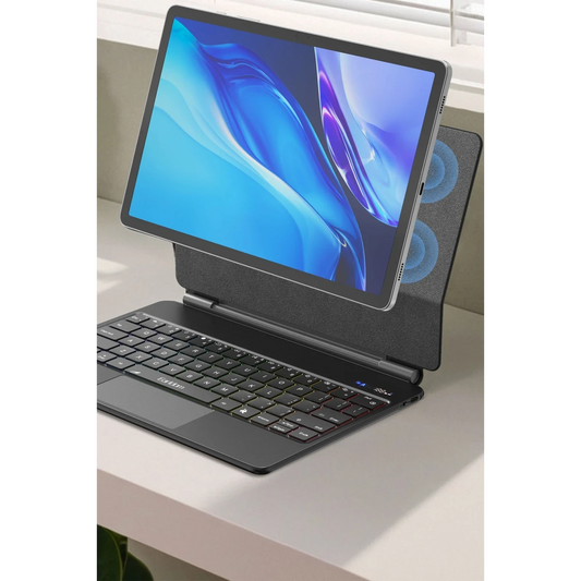 Earldom KB12 Galaxy X610 Tab S9 FE Plus 12.4 Kablosuz Klavyeli Tablet Kılıfı - Siyah