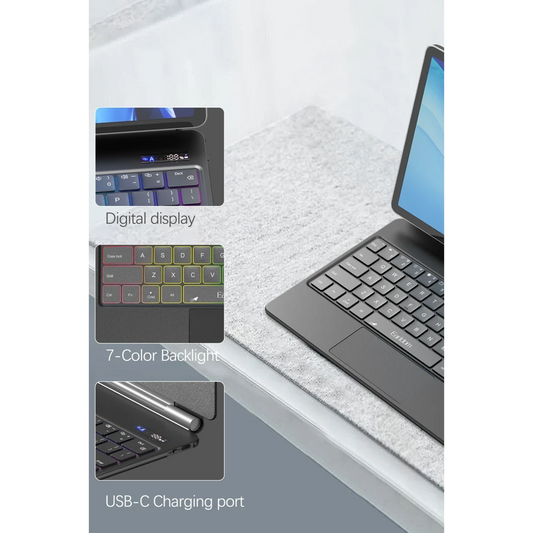 Earldom KB12 Galaxy X610 Tab S9 FE Plus 12.4 Kablosuz Klavyeli Tablet Kılıfı - Siyah