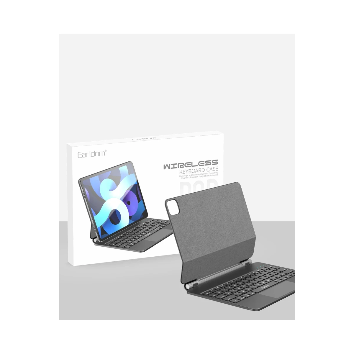 Earldom KB8 iPad Air 4 10.9 Kablosuz Klavyeli Tablet Kılıfı - Siyah