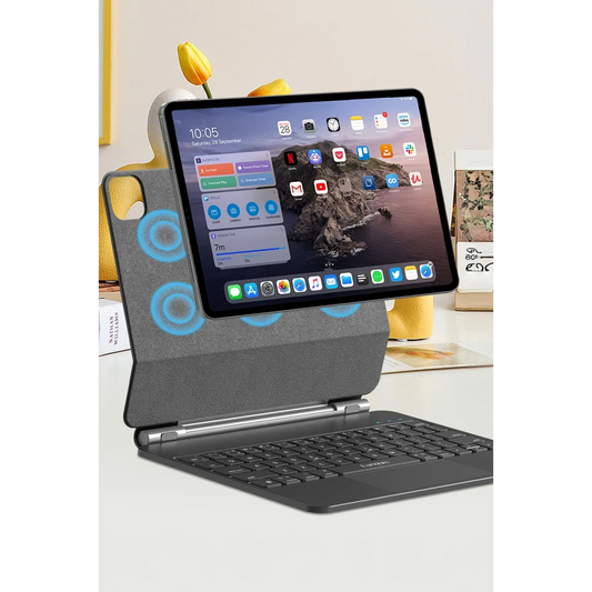 Earldom KB8 iPad Air 4 10.9 Kablosuz Klavyeli Tablet Kılıfı - Siyah