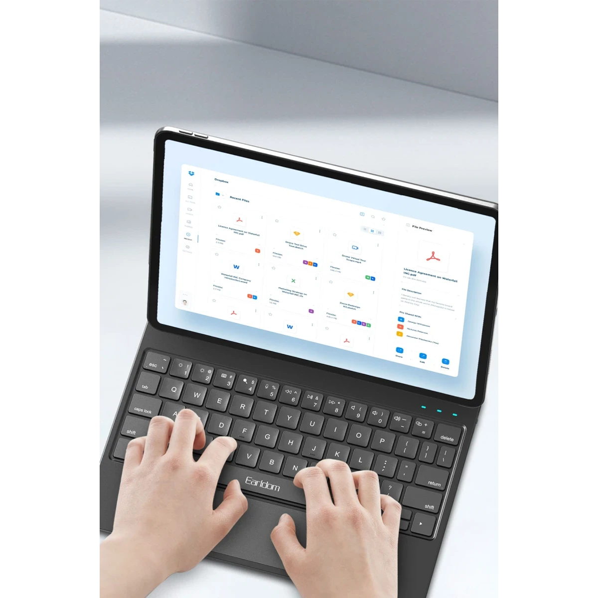 Earldom KB8 iPad Air 4 10.9 Kablosuz Klavyeli Tablet Kılıfı - Siyah