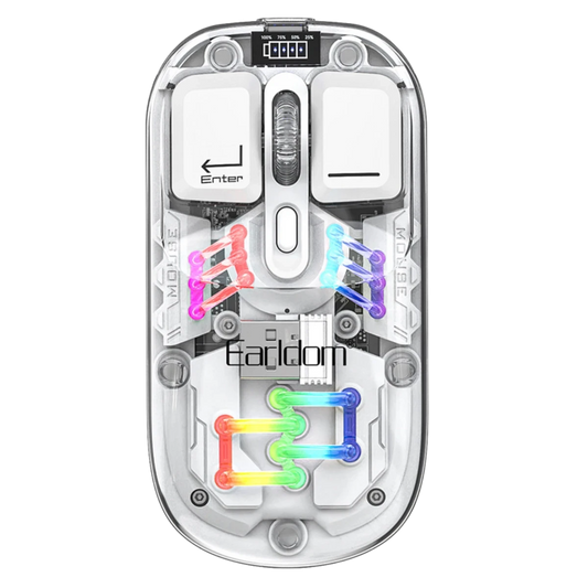 Earldom KM16 1600 DPI Sessiz Transparan Yapılı RGB Kablosuz Ofis Mouse - Beyaz