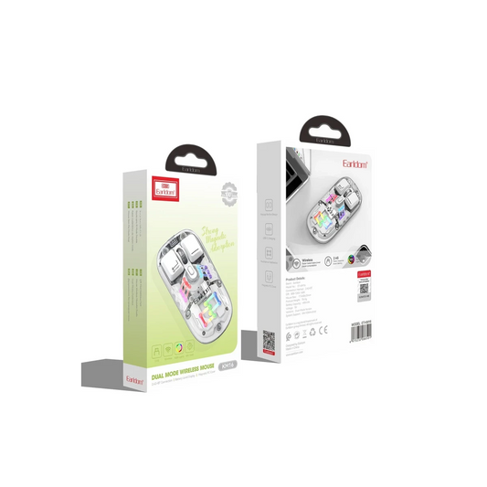 Earldom KM16 1600 DPI Sessiz Transparan Yapılı RGB Kablosuz Ofis Mouse - Beyaz