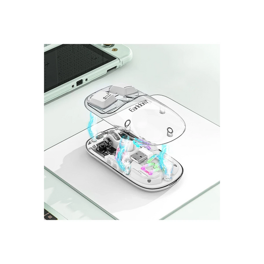 Earldom KM16 1600 DPI Sessiz Transparan Yapılı RGB Kablosuz Ofis Mouse - Beyaz