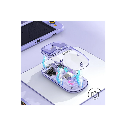 Earldom KM16 1600 DPI Sessiz Transparan Yapılı RGB Kablosuz Ofis Mouse - Mor