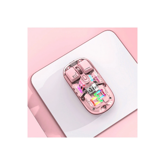Earldom KM16 1600 DPI Sessiz Transparan Yapılı RGB Kablosuz Ofis Mouse - Pembe