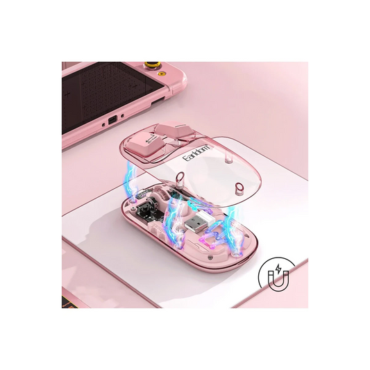 Earldom KM16 1600 DPI Sessiz Transparan Yapılı RGB Kablosuz Ofis Mouse - Pembe