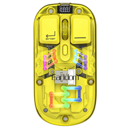 Earldom KM16 1600 DPI Sessiz Transparan Yapılı RGB Kablosuz Ofis Mouse - Sarı