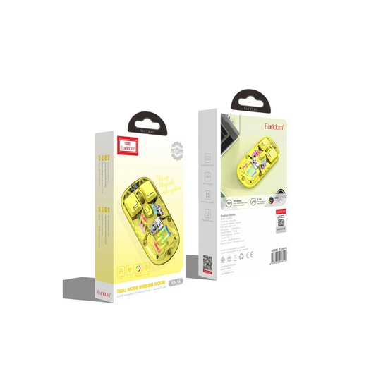 Earldom KM16 1600 DPI Sessiz Transparan Yapılı RGB Kablosuz Ofis Mouse - Sarı