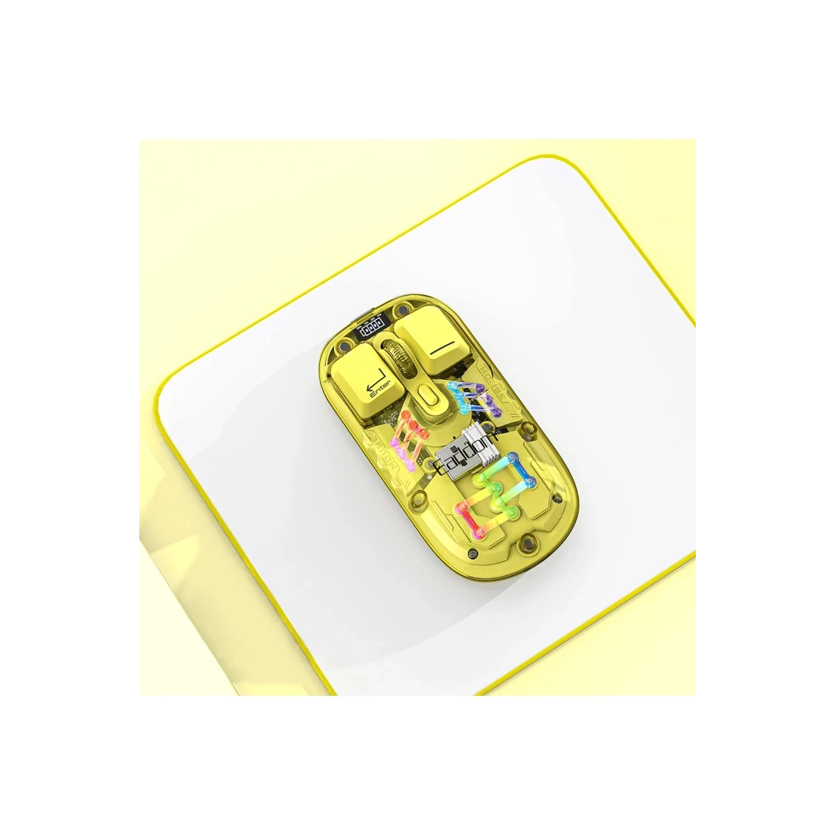 Earldom KM16 1600 DPI Sessiz Transparan Yapılı RGB Kablosuz Ofis Mouse - Sarı